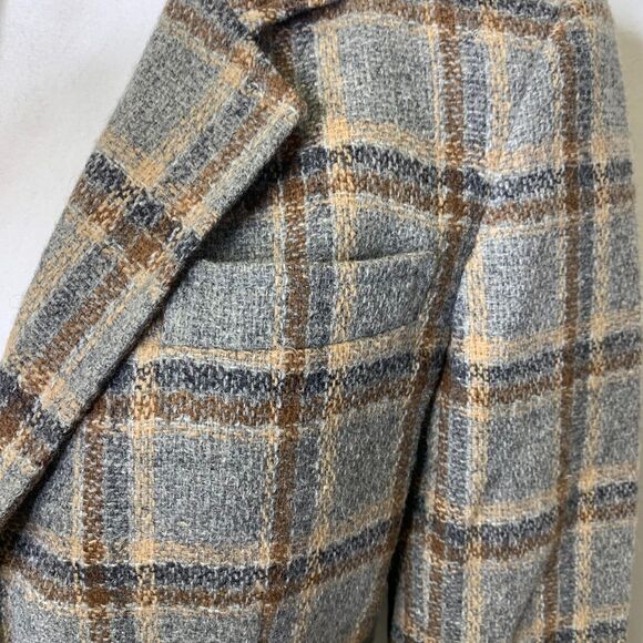 VTG Harrington Square Plaid Womens Blazer Wool Blend 70's Equestrian Boardroom 8 - Picture 3 of 13